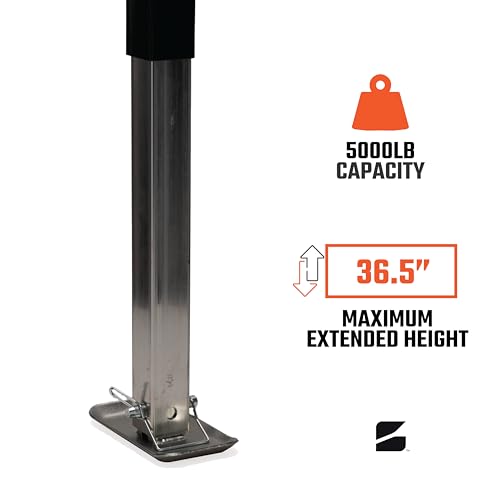 Top-Wind Trailer Jack with a Adjustable Drop Leg | 3000lb Lift Capacity | 5000lb Load Capacity | A-Frame Mount | 7.9