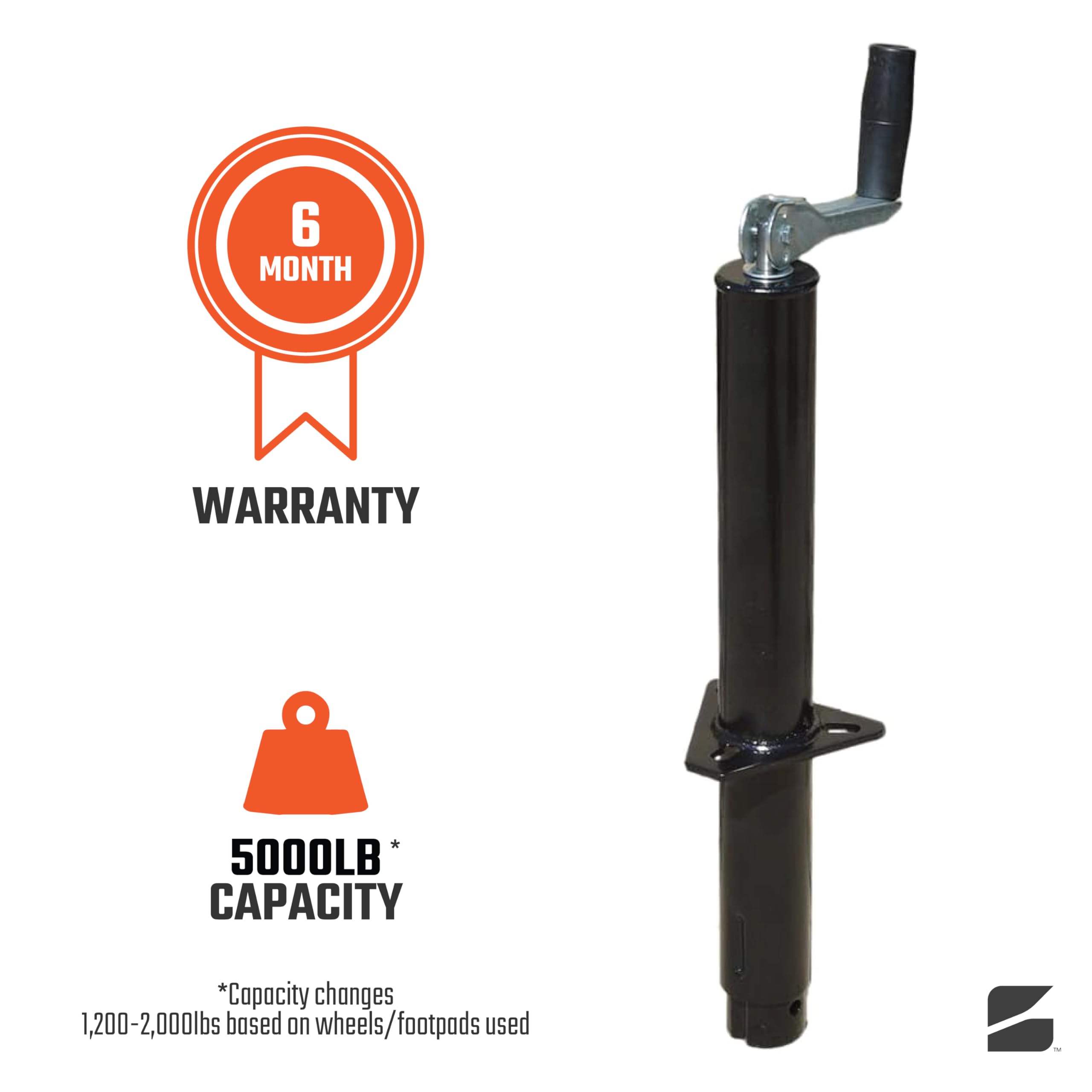 Top-Wind Trailer Jack | 5000lb Capacity | 14 4/5