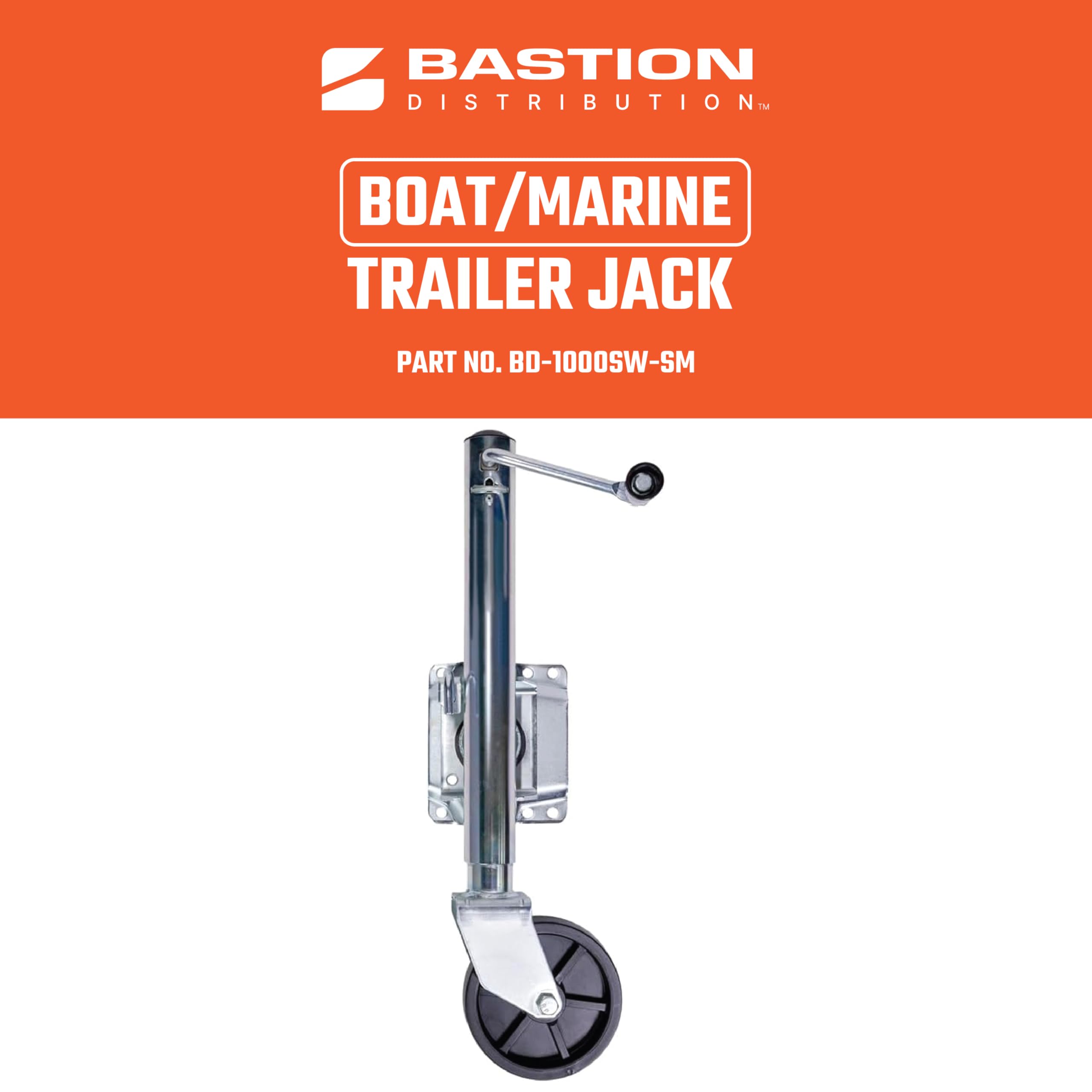 Marine Trailer Jack | Side-Wind | Heavy-Duty Swivel Mount | 6-Inch Wheel | Stainless Steel | Chrome Finish | 1000lb Capacity | BD-1000SW-SM