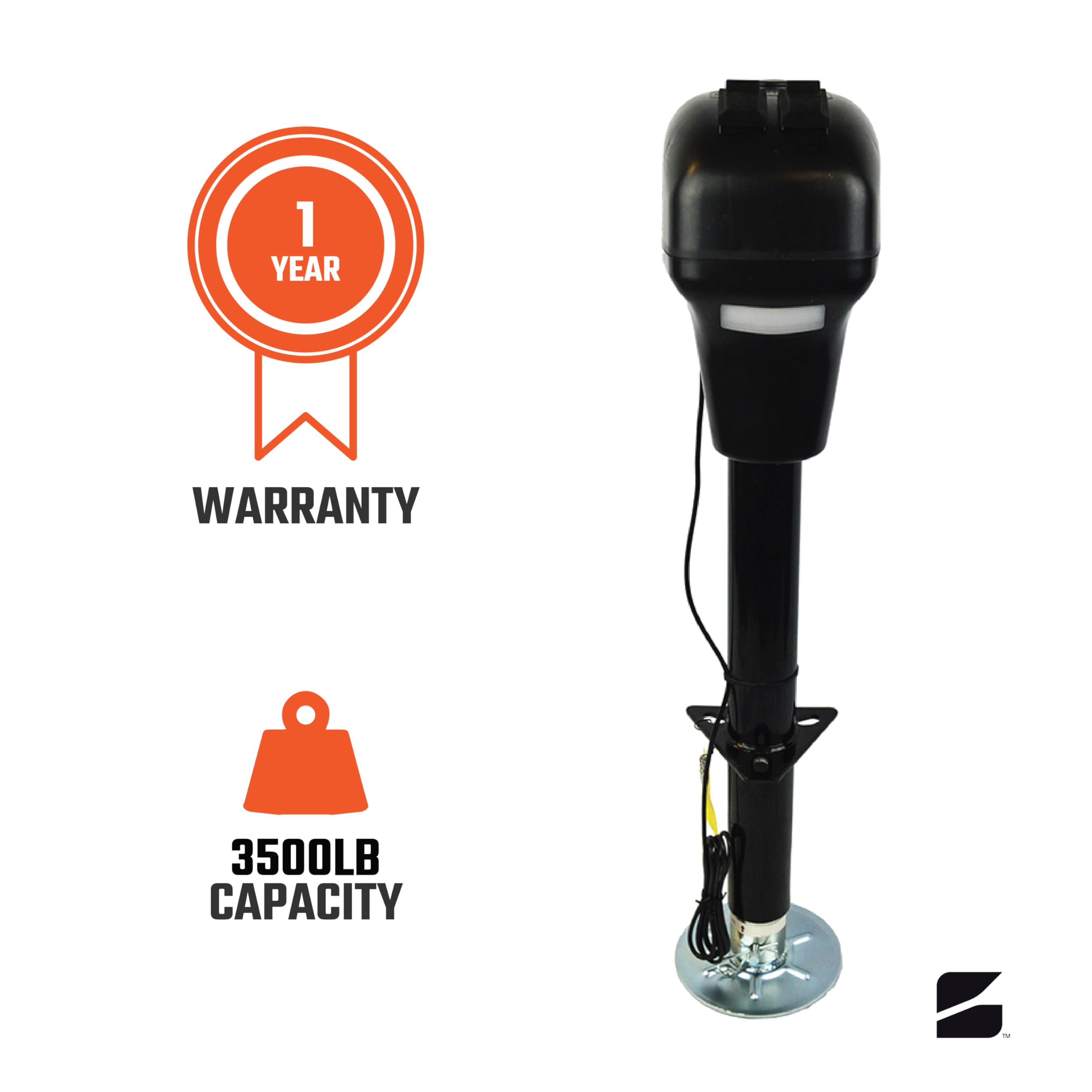 Electric Power Tongue Jack | Electric or Manual Operation | 3500lb Capacity | 12V | Front LED | Trailers, Campers, Fifth Wheels, Boats & More