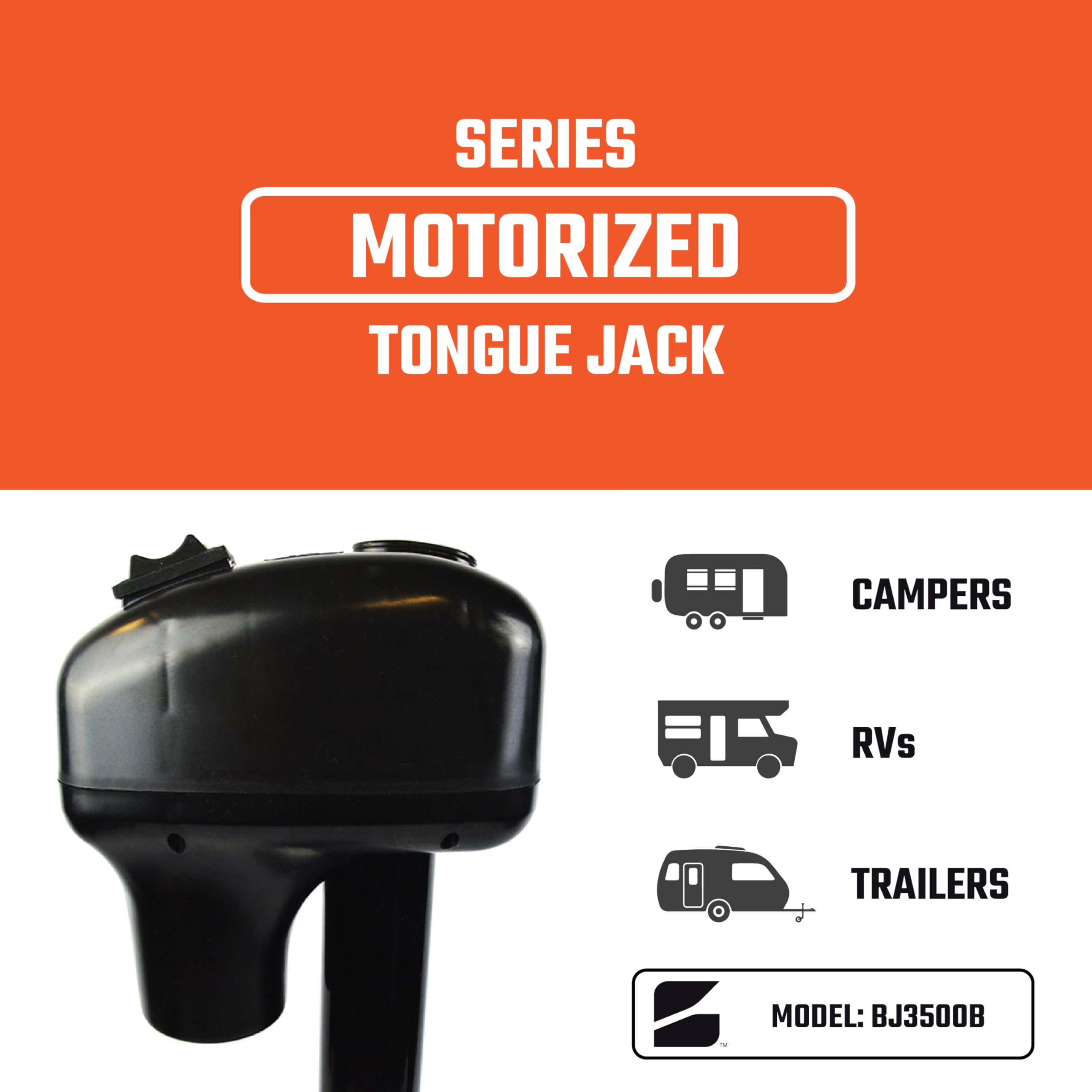 Electric Power Tongue Jack | Electric or Manual Operation | 3500lb Capacity | 12V | Front LED | Trailers, Campers, Fifth Wheels, Boats & More