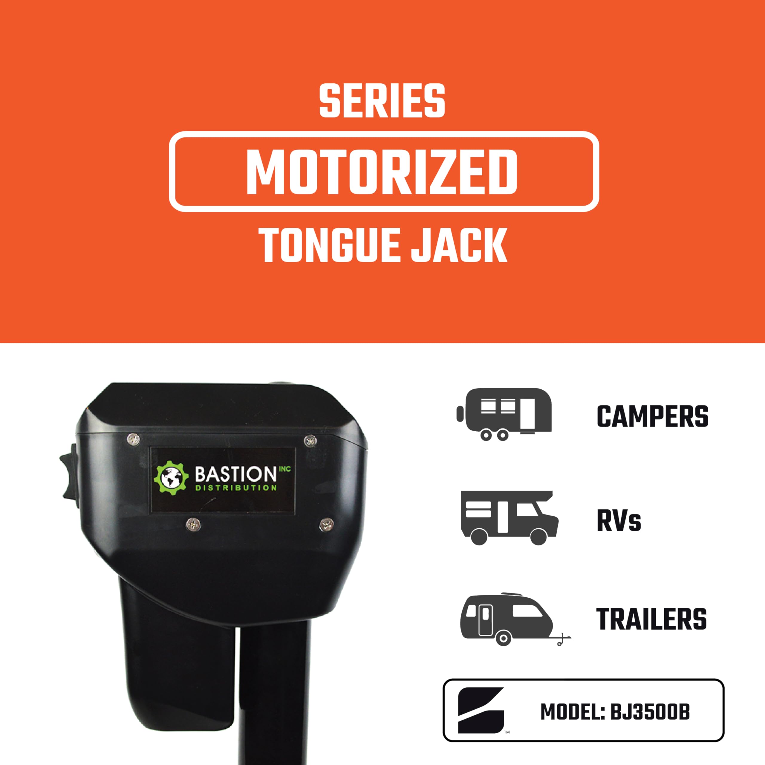 Premier Electric Power Tongue Jack | 3500lb Capacity | 12V | LED Light | Electric/Manual | For Trailers, Campers, Boats, RVs & More