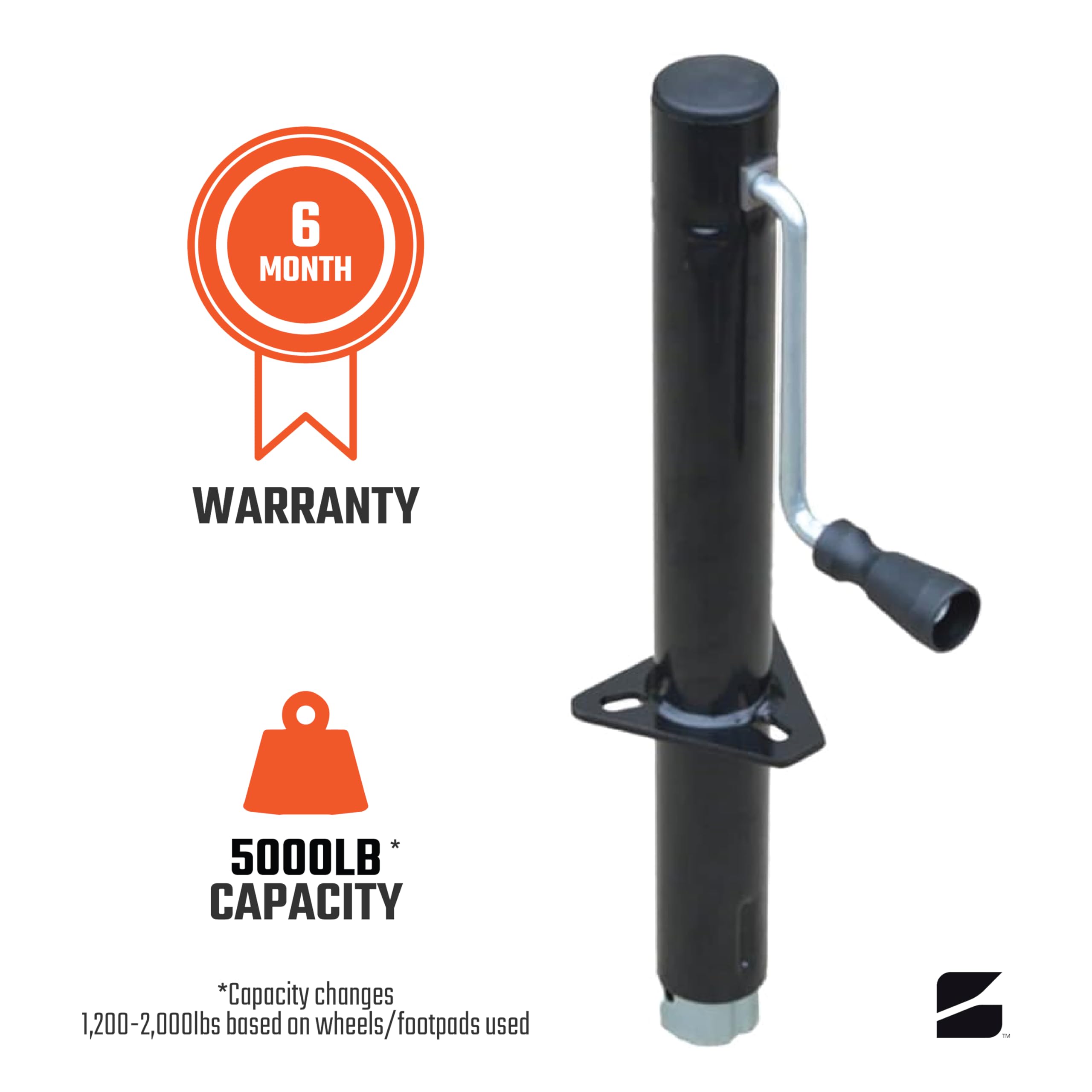 Side-Wind Trailer Jack | 5000lb Capacity | 14 4/5